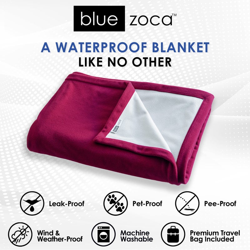 Blue Zoca بطانية مقاومة للماء | غطاء سرير للكلاب قابل للغسل في الغسالة | بطانية مقاومة للماء لحماية سريرك أو أريكتك أو سيارتك من التسربات والانسكابات والحوادث | للبالغين والكلاب والحيوانات الأليفة | بحجم كوين كبير - 65x80 بوصة (ميرلو)  - Image 4